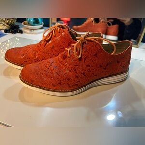 Women Orange Lace Pattern oxfordsCOLE HAAN